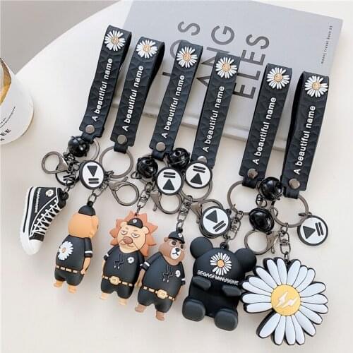 Korea ins New popular cartoon bear fashion daisy mobile phone lanyard hanging jewelry wrist rope pendant phone lanyard keys