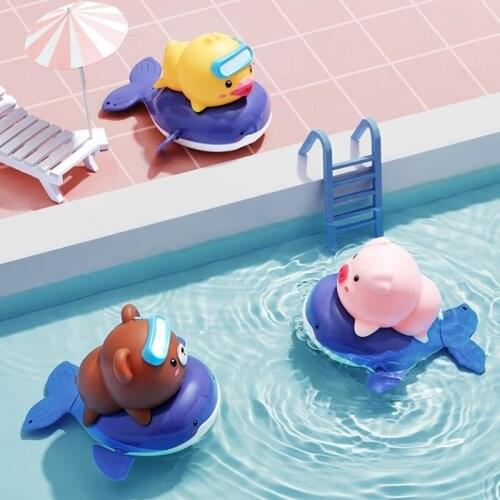 Cute Cartoon Animal Pull the bath toy pig Classic Baby Water Toy Infant Swim Turtle Wound-up Chain Clockwork Kids Beach Toy