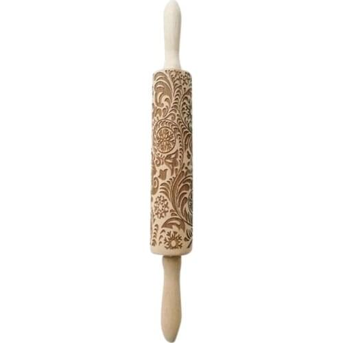 Pattern Printing Rolling Pin Engraving Embossed Biscuit Dough Stick Kneading Tool Cake Dough Engraved Roller