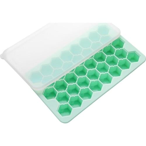 Honeycomb Ice Cube Tray 37 Cubes Silicone Ice Cube Maker Mold With Lids Easy Release For Whiskey Cocktail Cold Drink Home
