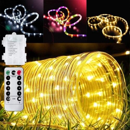 LED Tube Rope Strip lights 8 Modes Remote Control USB Garland Outdoor Indoor DIY Decoration Christmas Wedding Garden Tree Lights