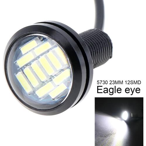 DC 12V 18W Eagle Eye LED 23mm Hawkeye Reverse Backup Light High Power White Car Fog Round DRL Bulb Reverse Parking Signal Lamps