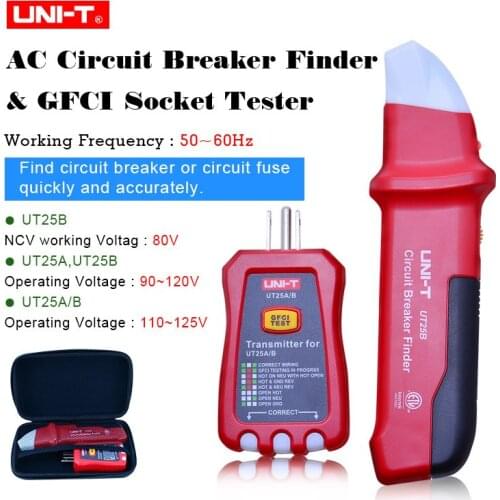 UNI-T UT25A AC 90-120V Circuit Breaker Finder Socket Tester with LED Indicator US Plug W/Analogue Receiver