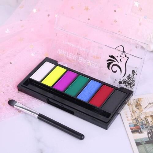 1 Box Water-Soluble Non Toxic Body Paint Makeup Face Painting Kit with Brush 4X7E
