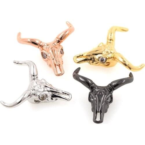 CZ Gold Skeleton Spacer Beads Copper Zircon Skull Head for Jewerly Making 12.5x8.7x9.6MM