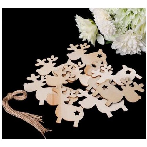 20pcs/DIY Xmas Decors Wooden Round Baubles Tags Christmas Balls Decorations Art Craft Ornaments