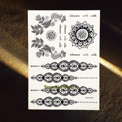 25 Styles Waterproof Temporary Tattoo Black Henna Body Art Mandala Flower Arm Tatoo Paste Fake Indian Bracelet Tattoo Stickers