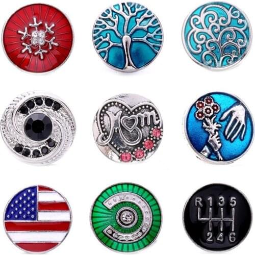 5pcs/lot Snap Jewelry 18mm Snap Buttons Vintage Metal Mom Tree Snaps Fit Leather Silver color Snap Button Bracelet
