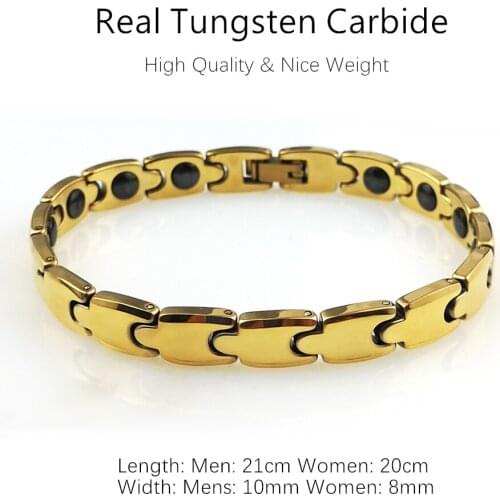 8/10MM Gold Tungsten Carbide Bracelet High Polished Health Magnet Bangle