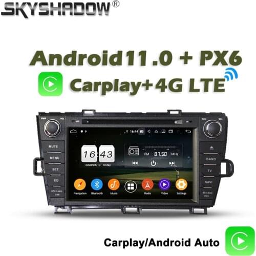 720P Wireless Carplay 1280*720 PX6 Car DVD Player Android 10 4G +64GB WIFI RDS Radio Bluetooth GPS For Toyota Prius 2009 - 2013
