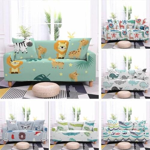Cartoon Animals Sofa Cover Fashion Sectional Elastic Stretch Sofa Cover for Living Room Couch Cover 1/2/3/4-seater