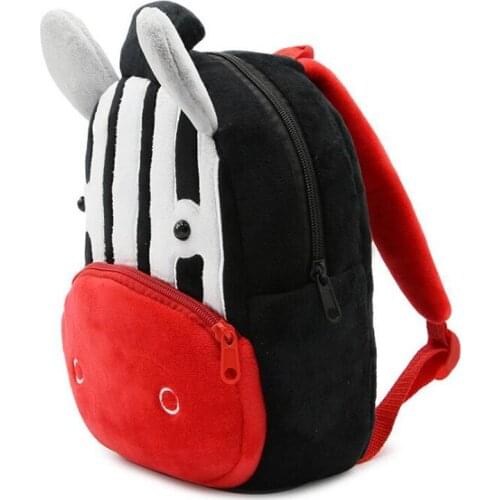 2-4 Years 3D Zebra Kids Plush Backpack Cute Children Students School Bag For Girls Boys Rucksack