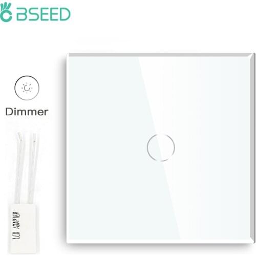 BSEED EU Touch Dimmer 1 Gang 1Way 2Way 3 Colors White Black Golden Crystal Panel Smart Touch Screen Dimmer