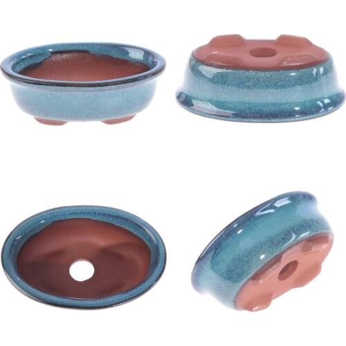 Chinese Style Bonsai Flowerpot Ceramic Craft Plant Pot Planter Home Decor 9.7*6.6*3.2cm