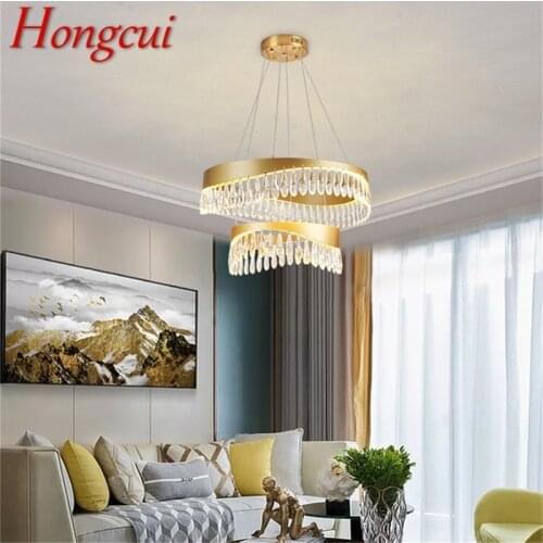 Hongcui Chandelier Pendant Lamp Postmodern Gold Luxury Home LED Light Fixture for Living Dining Room