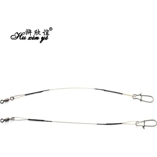 HXY PCS6 SIZE(95mm) Micro Leader With Rolling Swivel And Nice Snap Stainless Steel Wire Spinner Fishing Leader Line