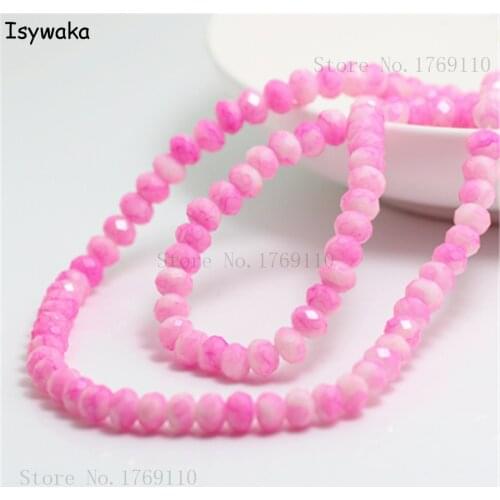 Isywaka Fashion 4x6mm 50pcs Rondelle Austria faceted Crystal Glass Beads Loose Spacer Round Beads for Jewelry Making No.35R6