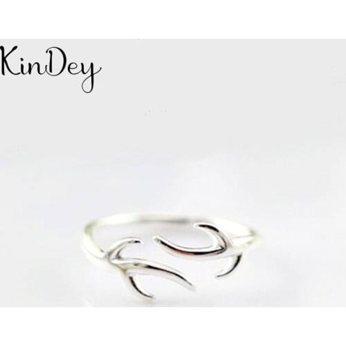 Kindey Bohemian Vintage Silver Color Branch Leaf Rings For Women Gifts Girls Open Retro Antique Rings Wedding Jewelry