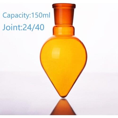 Brown pear-shaped flask,Capacity 150ml,Joint 24/40,Brown heart-shaped flasks,Brown coarse heart-shaped ground bottles