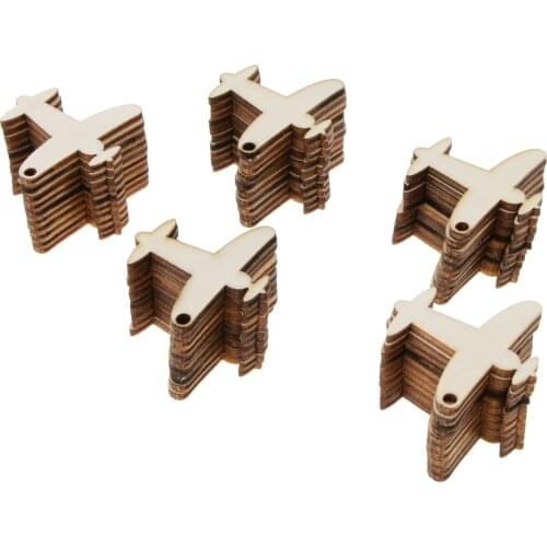 Pack of 50 Blank Airplane Wooden Cutout Gift Tags Scrapbooking Embellishements for home decoration Xmas Trees photo props