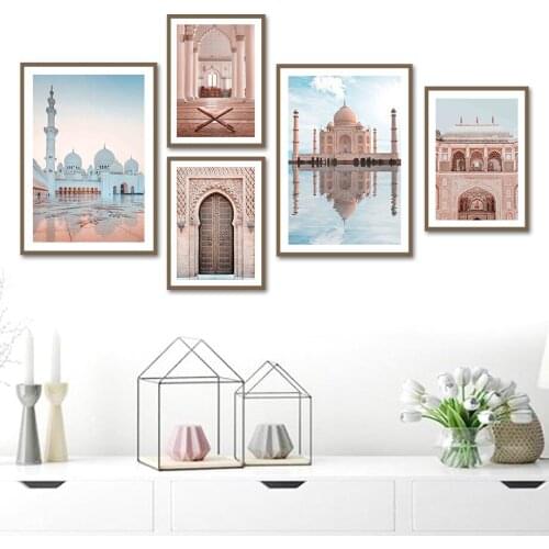 Mosque Castle Church Bible Moroccan Door Wall Art Canvas Painting Nordic Posters And Prints Wall Pictures For Living Room Decor
