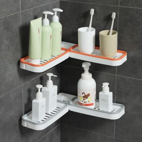 180 degree Rotating Storage Rack Multifunctional Wall corner organizer Household storage Rack without perforation and draining