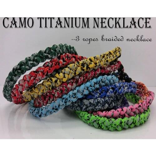 2015 New arrival Digital Camo version 3 ropes Braided Twist Tornado Necklace Titanium Necklaces 3 rope 16"18" 20" 22"