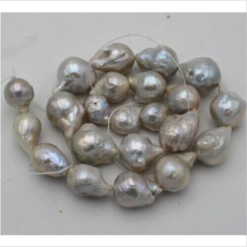 New Real 17x19mm Natural South Baroque White Akoya Pearl loose beads 15 '' AAA