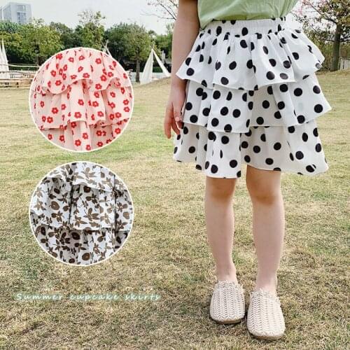 New Girls Chiffon Skirts Kids Elastic Waist Pettiskirt Princess Tutu Skirt Printed Short Skirts Girls Clothes DT061