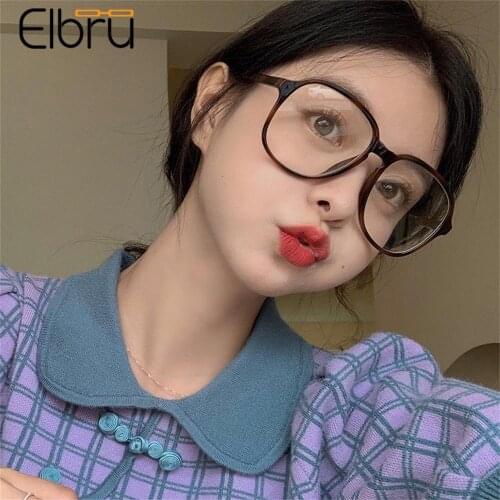 Elbru 2021 New Oversized Frame Myopia Glasses Women&Men Retro Transparent Color Frame Nearsighted Glasses Diopters +1.0 to +6.0