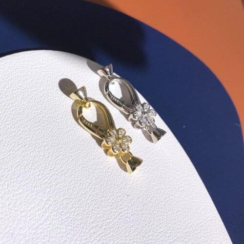 Wholesale Flower Shape S925 Sterling Silver Pendant Necklace Bracelet Clasp 5pcs/lot