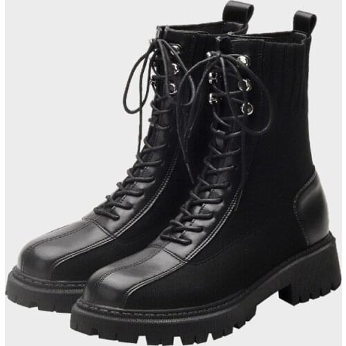 Autumn New Woman Milltary Boots Girls Black Leather Shoes Women Platform Heels Ladies Ankle Boots Female Brand Fashion Boots