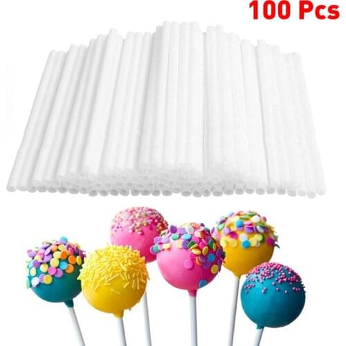 50/100 Pcs Disposable Plastic Lollipop Stick for Chocolate Sugar Candy Food Grade Plastic Sucker Tubes Stick Chocolate Cake Tool