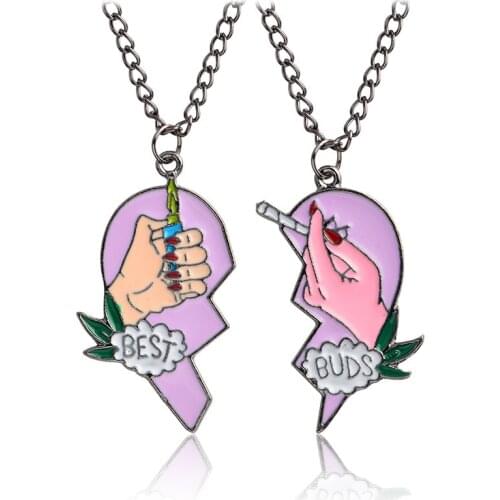 Best Buds Letter Paired Necklaces For Women Men Trendy Heart Shape Paired Pendant Couple Necklaces Party Fashion Jewelry Gifts