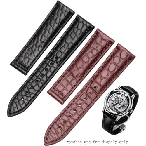 20mm 21mm Crocodile Skin Watchband Black Brown Wristband Replacement Leather Strap for Mens Belt Without Buckle