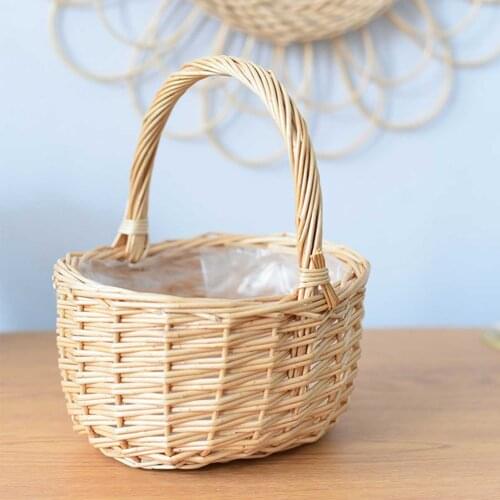 Picnic Rattan Basket Food Storage Baskets Container For Toys Rattan Willow Wicker Camping Basket Garden Flower Pot Plant Basket