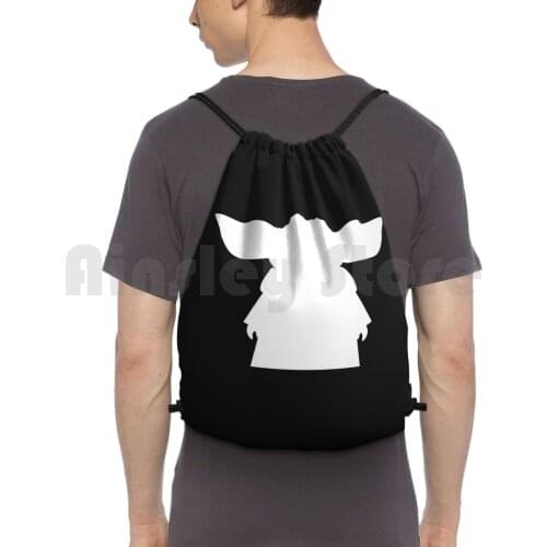 Silhouette Backpack Drawstring Bag Riding Climbing Gym Bag Midnight Solid Ebony Jet Charcoal Dark Darkness Minimal Deep Goth