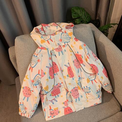 Kids Jackets Girl Windbreaker Thin Lining Girl Hooded Mantle Big Girls Jackets Rain Coat Waterproof Windproof Spring Autumn