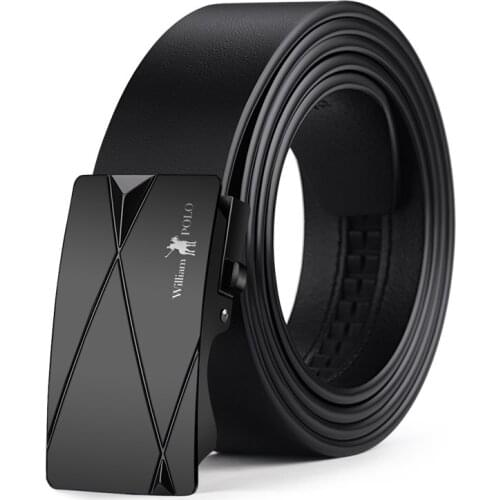 WilliamPolo mens simple fashion belt without teeth leather metal automatic buckle belt male 18285-86p 18383p