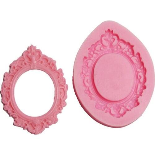Retro Mirror Frame Fondant Cake Molds Chocolate Biscuit Cake Silicone Baking Tools DIY Wedding Cake Decoration Mould