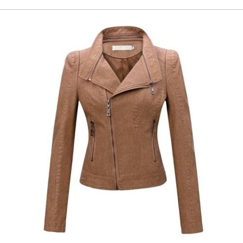 Women Spring Autumn Pu Leather Jackets Short Section Smll Coats Turn Down Collar Female Motorcycle Streetwears Sexy Tops J3452