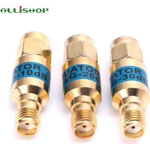 ALLiSHOP 2 Pcs 2W 0-6GHz 1-30db Attenuator SMA-JK Male to Female RF Coaxial Attenuator Gold plated brass