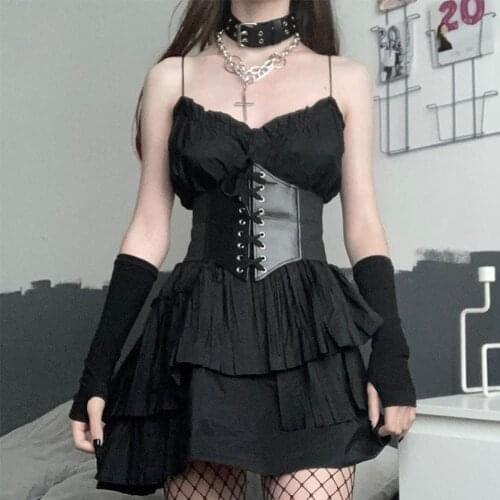 1Pcs Gothic Dark Lace Up Female Waist Corset Belt Women Fashion Slimming Waistband Adjustable Dress Girdle Wide PU Leather Belts