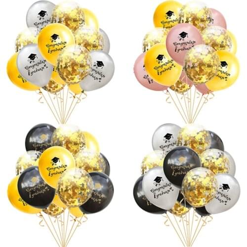 10/15pcs/lot 12inch Congratulate Graduate Bachelor Cap Printed Latex Balloons Graduation Party Decoration Supplies Air Globals