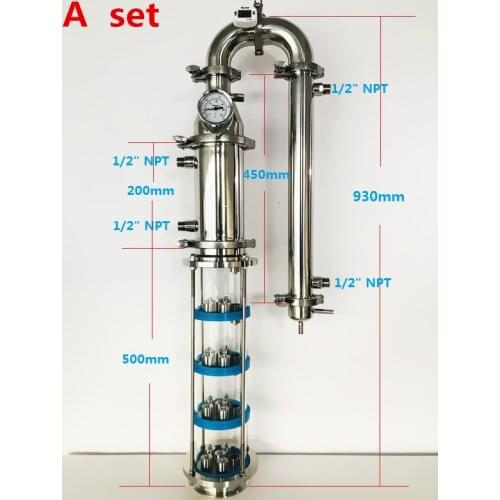 4" Flute Distiller With 5 Floor Distillation Lens Column For Homebrew, SS304 Bubble Plate Sets*5