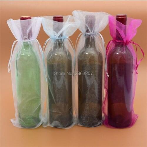 500pcs 15*38cm Organza Wine Bottle Cover Wrap Gift Bags Pouch Bag Sack Xmas Christmas Wedding Party Decoration Supplies