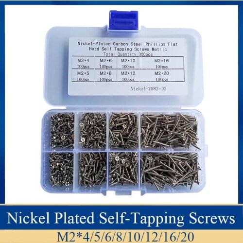 800Pcs/set M2 Self-Tapping Screws Cross Drive Flat Head Screw Woodworking Fastener With Box Hardware Wholesale