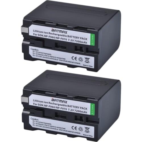 2pcs NP-F970 rechargeable Battery 7200mAh NP F970 NPF970 Camera batteries for SONY MC1500C 190P 198P F950 MC1000C TR516 TR555