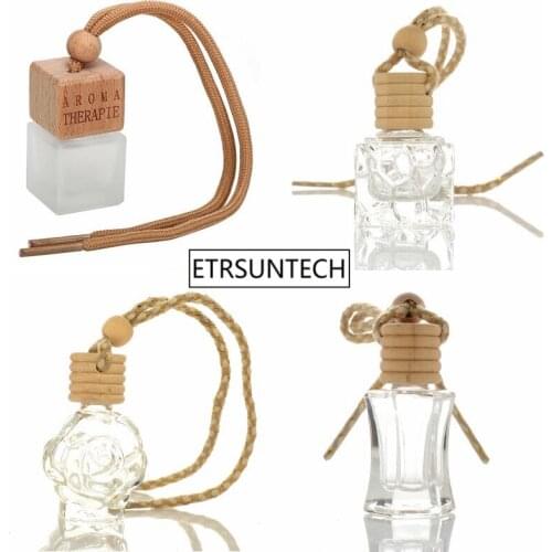Car-styling Perfume Pendant Air Freshener Car Perfume Bottle For Essential Oils Hanging Glass Bottle F2048