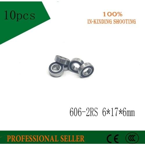 Free shipping 10pcs/Lot 606-2RS 606 RS 6x17x6mm ABEC-5 Rubber Sealed Ball Bearing Miniature Bearing